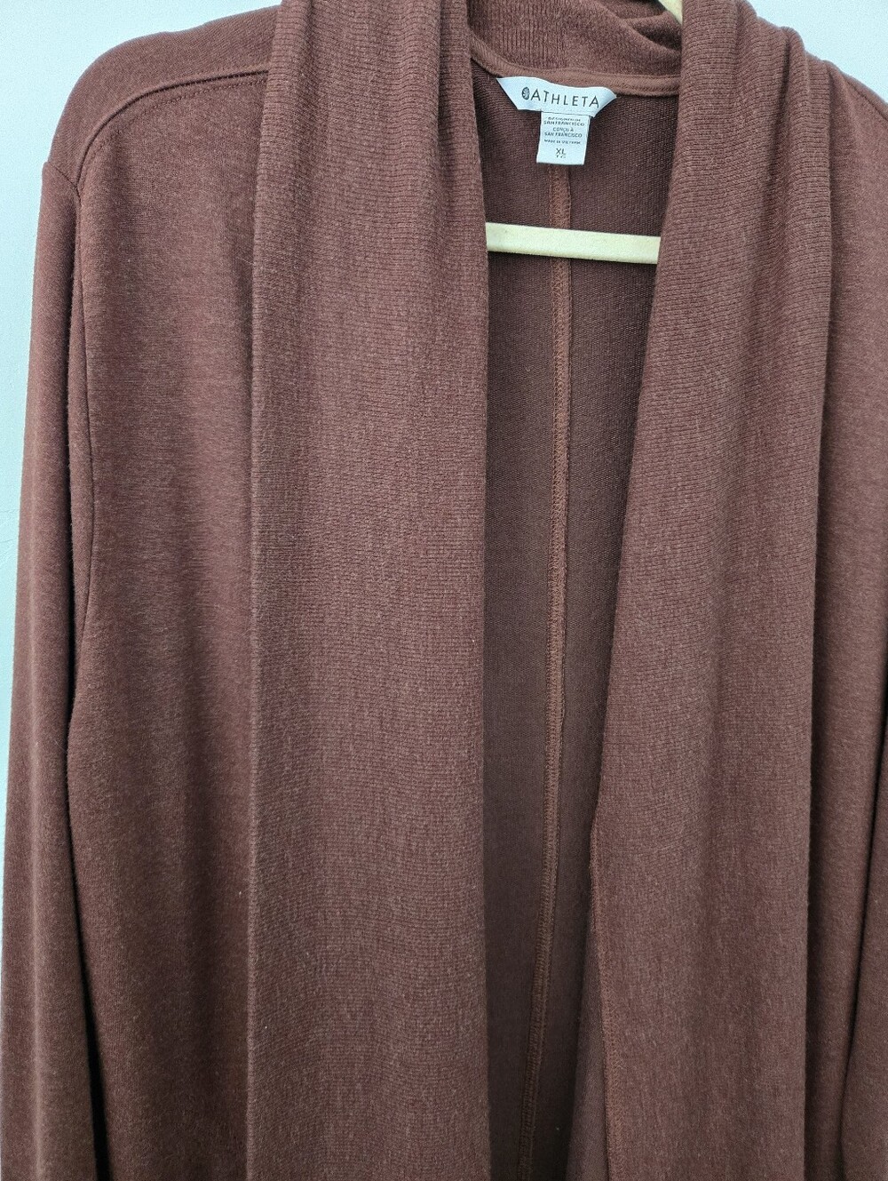 Athleta Open-Front Draped Cardigan in Rust Brown - Picture 3 of 10
